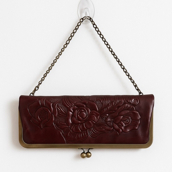 Patricia Nash Brown Convertible Clutch/Shoulder Bag w Kisslock Closure NWOT - Picture 1 of 12